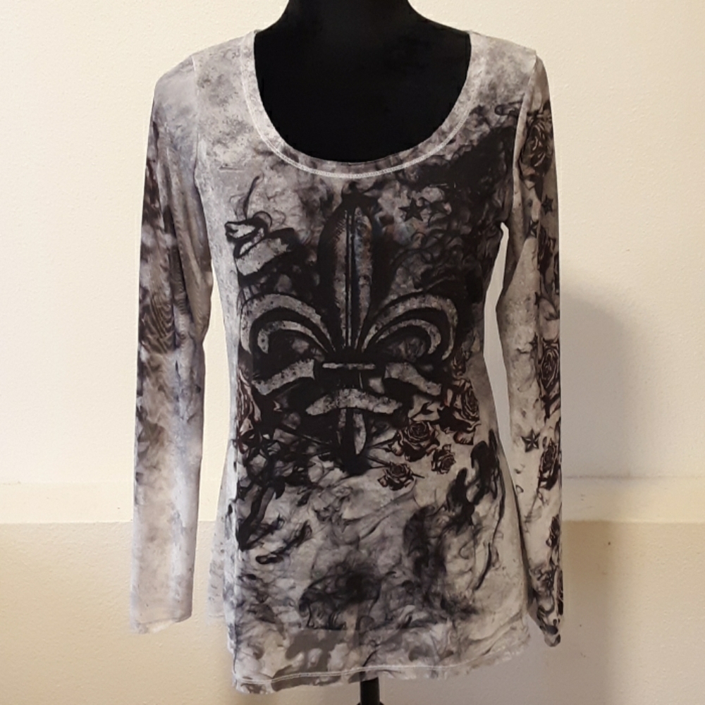 Rock & Republic Sheer Wings Mesh Shirt